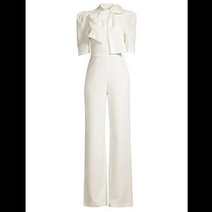 BLACK HALO Ara Tie Neck Puff Sleeve Jumpsuit